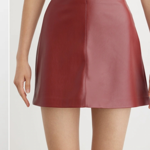 Dynamite Deep Red Leather Mini Skirt - Picture 3 of 9